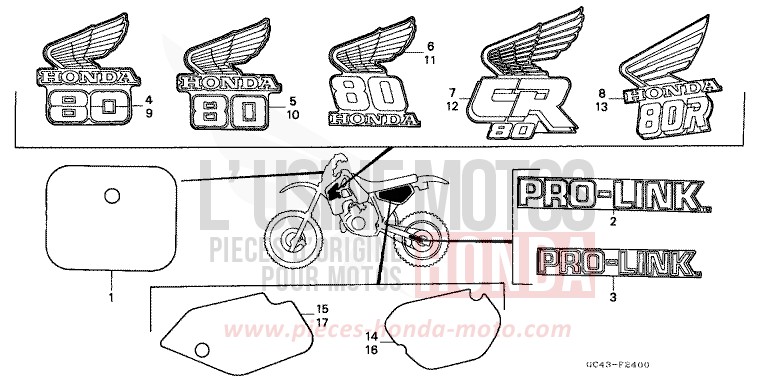 MARKE von CR80R "große Räder" FLASH RED (R119) von 1986